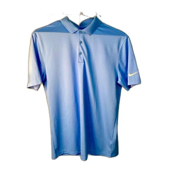 Nike Polo Golf Shirt Men’s Size Medium Short Light Blue Sleeve Standard Dri-Fit - Picture 1 of 7